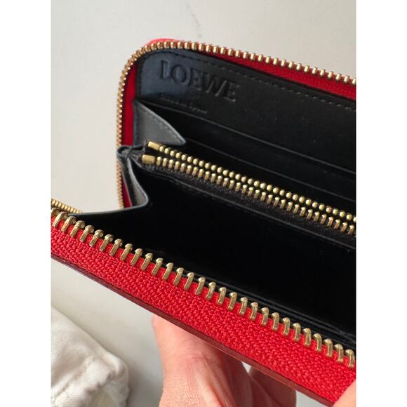 Loewe Red Embossed Leather Zip Anagram Long Wallet - Picture 3 of 7